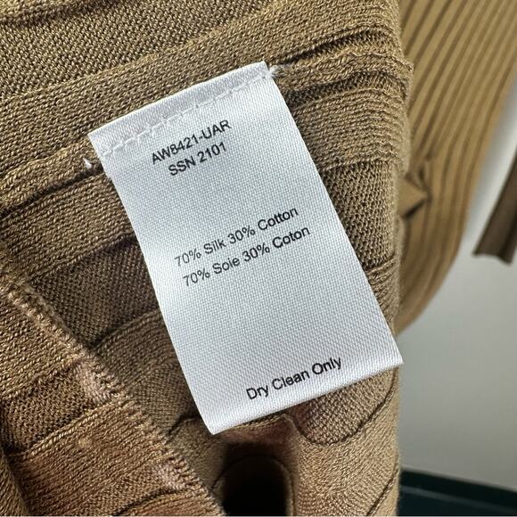 ATM Long Sweater Cardigan in Sahara Womens M Silk Cotton Ribbed Button Front - Picture 7 of 10